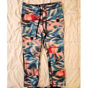 Roxy Multi-Color "Stay On" Palm Tree Capri Leggings, Size S